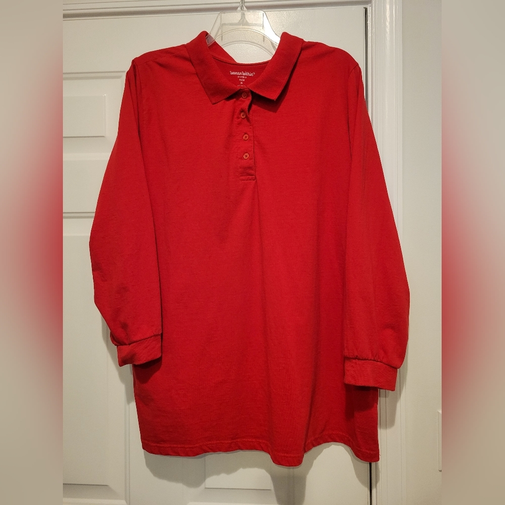 Woman Within Long-Sleeve Polo Tee
